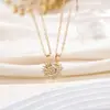 TEMU Mais Vendido Colar em Camadas Sol e Lua Entrelaçados Feminino Personalidade Europeia Americana Design de Sol e Lua Cravejado com Strass Joia de Mão para Casal