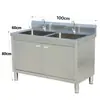 Gabinete de Acero Inoxidable 304 para Cocina con Puerta, Gabinete de Lavabo Comercial de un Solo Fregadero, Gabinete de Lavabo con Plataforma de Almacenamiento
