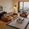 Sofá italiano de cuero de lujo, ligero y recto, para sala de estar, apartamento pequeño, ajustable, con asiento súper ancho, de látex profundo, minimalista, combinado