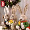 Figura de Animal Conejo de Paja Grande Hecha a Mano para Exportación, Regalo de Jardín de Infancia Estilo Bosque, Decoración del Hogar, Arreglo Pastoral