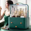 Caixa organizadora de cosméticos, grande capacidade, à prova de poeira, organizador de produtos de skincare e batom, organizador de mesa de maquiagem para casa
