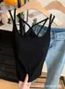 Camisola Sexy Vazada nas Costas para Meninas, com Alças Duplas nos Ombros e Bojos, Adequada para Usar Sozinha ou em Camadas, Top Justo