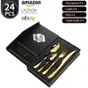 Juego de Cubiertos de Acero Inoxidable de 24 Piezas Star Diamond Transfronterizo de Amazon Cuchillo Tenedor Cuchara Juego de Cuchillos y Tenedores para Steak de Hotel Serie Star Diamond