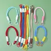 Lanyard colorido simples para celular com fivela dupla, chaveiro pingente em blocos de cor trançado à mão, cordão de poliéster anti-perda, disponível para atacado