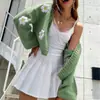 Moda Transfronteriza Europea y Americana para Mujer Otoño e Invierno Nuevo Suéter Abrigo Floral Tridimensional Dulce, Cárdigan Corto de Punto Holgado para Mujer, Moderno