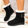 Botas de Nieve Retro de Gamuza de Caña Media para Invierno 2026 Planas Antideslizantes Forradas de Lana Color Sólido Cálidas Zapatos de Algodón Martin