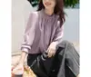 2026 Lyocell Estilo Francés Elegante y Chic Impresionante Blusa con Borde Fruncido para Mujer, Nuevo Top de Blusa para Commuter de Otoño