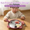 Prato Infantil de Silicone Dividido Urso Aço Inoxidável 304 Removível com Ventosa Talheres de Bebê Conjunto de Silicone