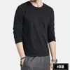 Nueva camiseta de manga larga con cuello redondo para hombre para otoño e invierno, camiseta fina básica, adecuada tanto para llevar debajo como por encima, corte ajustado y versátil