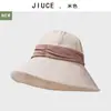 Sombrero de Pescador Ligero y Transpirable de Algodón y Lino para Mujer, Nuevo Estilo Coreano para Verano, Sombrero de Sol Plegado con Bloques de Color, Adecuado para Cabezas Grandes, Sombrero de Ala Ancha