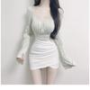 Corea del Sur Dongdaemun Nuevo Elegante ~ Falda Joker Coreana Corta de Cadera con Pliegues Delgados de Cintura Alta