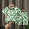 Conjunto de Shorts de Manga Curta Infantil para Crianças Pequenas e Médias Verão Bebê Íntimos de Algodão Puro Meninos e Meninas Camiseta de Gola Redonda