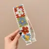 Faixa de cabelo de tricô floral com velcro para mulheres, presilha de franja floral doce, faixa de cabelo para arrumar o cabelo, acessório de cabelo estilo pastoral francês