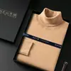 Caja de Regalo Suéter de Cachemira para Hombre de Edad Media y Joven Punto de Cuello Alto Otoño e Invierno Estilo Nuevo Suéter de Lana de Alta Gama como Capa Base