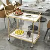 Carrito Móvil Estilo Nórdico, Carrito de Almacenamiento de Alta Gama, Carrito de Bebidas para Hotel, Carrito de Comedor de Hierro Forjado Multicapa Dorado, Carrito Ligero de Lujo Empujado a Mano