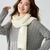 Nova coleção outono e inverno: Xale 35% cashmere, peça de vestuário externa feminina, cor sólida, tricô vazado, versátil e moderno, cachecol longo de cor sólida