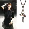 Collar Metálico Vintage Desgastado para Mujer Bohemio Versátil Colgante de Anillo Largo Collar de Chica Popular Ins Versátil