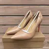 Salto Alto Feminino Apontado Básico Versátil Cl Solado Vermelho Sapatilhas de Moda com Logo Metálico Fosco Elegante Simples Pedido Transfronteiriço