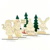 Decoraciones Navideñas Pintura Infantil Blanco Crudo DIY Tablero de Madera Inserto de Madera Papá Noel Adornos de Escritorio Venta al por Mayor