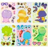 Compra Directa Transfronteriza CE.CPC 6 Hojas/Paquete Pegatinas de Unicornio Lindo que Cambian de Cara Pegatinas Puzzle Decorativas Interactivas para Niños