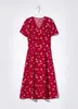 Vestido Cardigan de Manga Corta con Estampado Rojo y Cuello en V para Mujer Fengchun Europeo y Americano 2024 22009