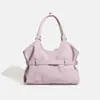 Bolsa Hobo Rosa Doce Y2K para Mulheres - Bolsa Tote de Couro Macio com Design de Fivela e Pingente de Estrela - Bolsa de Mão Casual Desestruturada