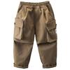Calças Cargo para Meninos Outono e Inverno 2025 Novas Estilosas Engrossadas Calças Retas Infantis Roupa de Inverno com Lã para Bebê