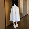 Saia de Verão Feminina Azul Marinho Nova Cintura Alta Antirrugas Secagem Rápida Saia Guarda-Chuva Roupa de Trabalho Saia Midi Linha A Rodada