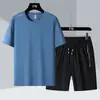 Traje Deportivo de Manga Corta de Seda Helada de Secado Rápido para Hombre Ropa Casual para Pareja al por Mayor que Absorbe la Humedad y el Sudor