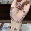 Pulsera Natural de Fábrica Cristal Rosa Starlight Hielo Transparente Amatista Cristal Amarillo Torre Pulsera de Piedra Natal para Atraer la Fortuna para Mujeres Transmisión en Vivo