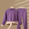Conjunto de Ropa Interior Térmica para Hombre con Cuello Alto, Talla Grande, Forro Polar, Engrosado, Retiene el Calor, Adecuado para Personas de Mediana Edad y Mayores, Conjunto de Ropa de Otoño, Ropa Térmica para Mujer