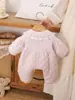 Conjunto de Invierno con Estampado Floral de Gato Soñador para Bebé, Mameluco Acolchado, Ropa de Algodón para Bebé, Pelele Cálido Forrado de Felpa