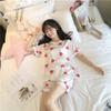 5XL Pijamas de tamanho extra grande para mulheres estilo coreano seda de gelo soltas de duas peças de desenho animado roupas para casa