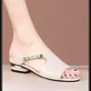 Pantuflas de Estilo Francés de Punta Abierta Nuevas, Mocasines Perezosos de Verano con Tacón Bajo, Sandalias de Moda Versátiles con Tacón Grueso para Mamás
