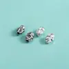Plata de Ley S925 Superficie Martillada Espaciadores Barril DIY Pulsera de Cuentas de Cristal Hecha a Mano Pulsera de Cuerda Trenzada Accesorios de Cuentas Sueltas