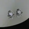 Brincos de Prata 925 com Agulha, Formato de Coração Plissado, Design de Nicho, Alto Padrão, Brincos Personalizados para Mulheres, Luxo Leve, Brincos Versáteis