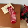Calcetines Rojos Año del Zodíaco Calcetines de Media Caña para Mujer Otoño e Invierno Festivos de Recién Casados Calcetines de Año Nuevo Año del Dragón Lazo Calcetines de Algodón de Moda