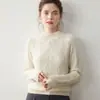 Suéter de Cachemira para Mujer Otoño e Invierno, Cuello Alto Medio, Engrosado, Patrón Trenzado, Corte Holgado, Adelgazante, Suéter de Punto Versátil Vintage, Suéter Base