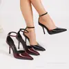 Moda Europeia e Americana Salto Agulha Primavera e Outono Novo Bico Fino Vazado Elegante Sandálias de Salto Alto Femininas Sapatos Transfronteiriços