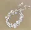 Pulsera Cool de Perlas de Cristal para Mujer Estilo Ins Nicho de Gama Alta Versátil Moderna Elegante Deslizante Simple Joyería para Mano