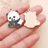 Aleación Goteo de Aceite Estilo Chino Lindo Panda Gigante Bambú Colgante Encanto Llavero DIY Pendiente Collar Accesorios de Joyería