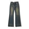 Calça jeans feminina retrô americana desgastada, micro flare, outono 2023, sexy, quente, cintura baixa, slim, reta