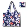 Sacola de Compras Dobrável, Bolsa Quadrada de Tecido Floral, Bolsa Tote Portátil e Resistente, Sacola Ecológica para Compras de Supermercado, Bolsa Impermeável para Armazenamento
