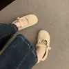 Zapatos Planos de Felpa y Piel Estilo Bosque Retro para Mujer 2026 Otoño/Invierno Nuevos Zapatos Mary Jane Franceses de Correa Única Zapatos de Piel
