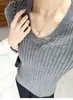 Suéter de punto fino 100% lana, 60 hilos, corte slim, cuello en U, para mujer, manga corta, versátil para otoño, suéter de lana como capa base, 26 nuevo