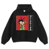 Sudadera con Capucha de Moda Estampada Sudadera con Capucha Vintage Lavada Anime Japonés Oversize Streetwear Sudadera de Cuello Redondo