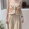 2024 Verano Nuevo Vintage Fresco Crochet Tirante Hueco Versátil Top Chaleco Corto Fresco Vintage