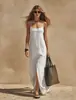 Estación Independiente Transfronteriza Europea y Americana Moda Nueva Verano 2026 Temperamento Elegante Casual Abertura Color Sólido Tirantes Finos Vestido Ropa para Mujer