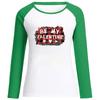 Camiseta transfronteriza BE MY VALENTINE estampada Día de San Valentín manga larga europea y americana para mujer Raglán doble color manga larga mayoreo