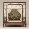 Cama con Marco de Viento Usada Estética de la Dinastía Song Cama China Luohan Cama con Dosel de Madera Maciza Sala de Estar de Villa Cama Grande Muebles Zen